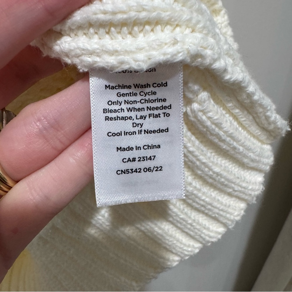 Haven Well Within Chunky Knit Turtleneck Sweater Cream XS Cotton‎ Cowl Neck - Picture 5 of 6